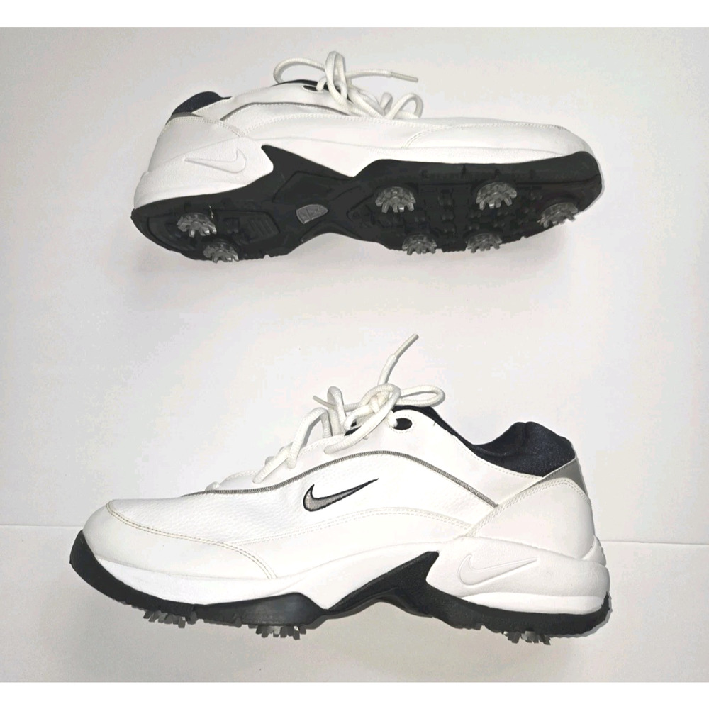 Nike White and Black Men's Athletic Golf Shoes